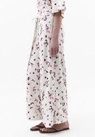 Bayan Çok Renkli Keten Karışımlı Wide-Leg Pantolon