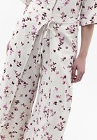 Bayan Çok Renkli Keten Karışımlı Wide-Leg Pantolon