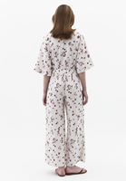 Bayan Çok Renkli Keten Karışımlı Wide-Leg Pantolon