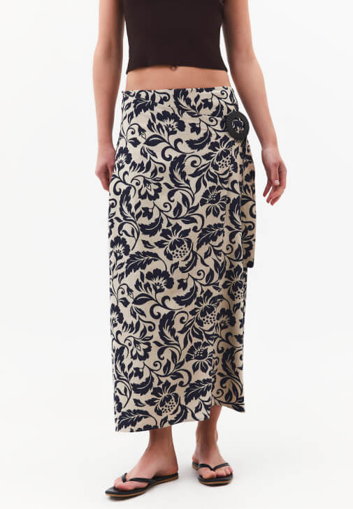 Keten Uzun Etek ve Triko Atlet Kombini