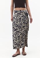 Bayan Çok Renkli Keten Karışımlı Uzun Etek