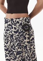 Bayan Çok Renkli Keten Karışımlı Uzun Etek