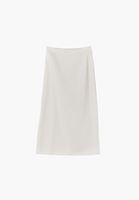 Bayan Krem Keten Karışımlı Uzun Etek