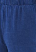 Bayan Lacivert Keten Karışımlı Wide-Leg Pantolon