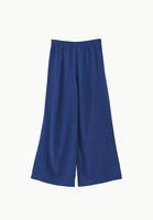 Bayan Lacivert Keten Karışımlı Wide-Leg Pantolon