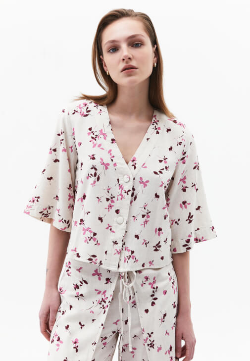  Keten Karışımlı Bluz