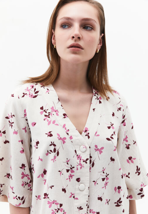 Desenli Bluz ve Pantolon Kombini