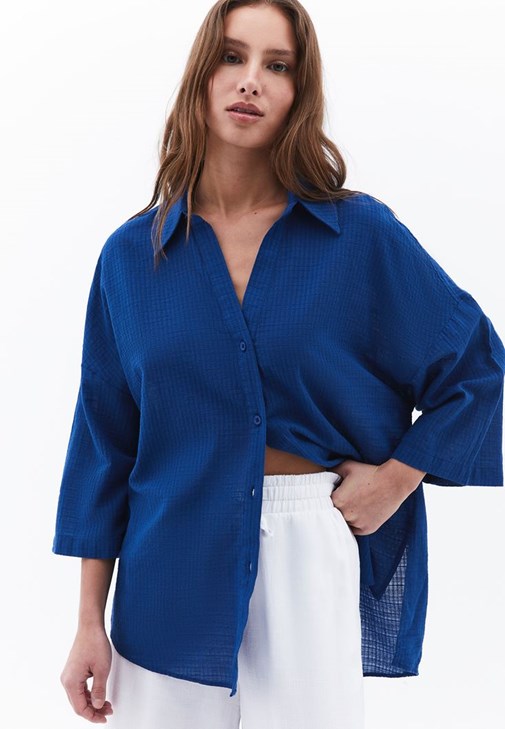 Keten Gömlek ve Keten Wide-Leg Pantolon Kombini