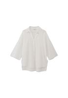 Bayan Beyaz Keten Karışımlı Oversize Gömlek