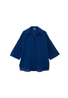 Bayan Mavi Keten Karışımlı Oversize Gömlek