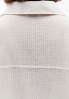 Bayan Bej Keten Karışımlı Oversize Gömlek