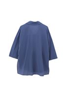 Bayan Mavi Keten Karışımlı Oversize Gömlek