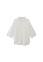 Bayan Beyaz Keten Karışımlı Oversize Gömlek