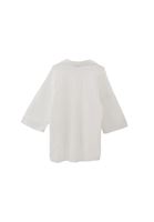 Bayan Beyaz Keten Karışımlı Oversize Gömlek