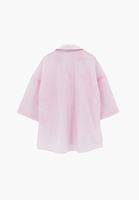 Bayan Pembe Keten Karışımlı Oversize Gömlek