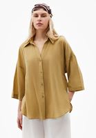 Bayan Yeşil Keten Karışımlı Oversize Gömlek