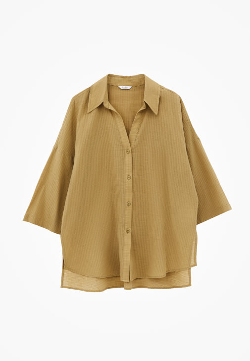 Keten Oversize Gömlek ve Bermuda Kombini