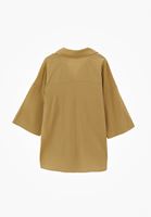 Bayan Yeşil Keten Karışımlı Oversize Gömlek