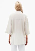 Bayan Bej Keten Karışımlı Oversize Gömlek