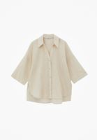 Bayan Bej Keten Karışımlı Oversize Gömlek