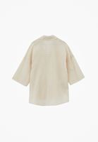 Bayan Bej Keten Karışımlı Oversize Gömlek