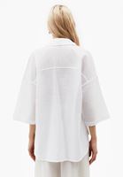 Bayan Beyaz Keten Karışımlı Oversize Gömlek
