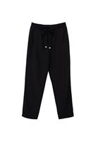 Bayan Siyah Keten Karışımlı Carrot-Fit Pantolon