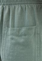 Bayan Yeşil Keten Karışımlı Carrot-Fit Pantolon