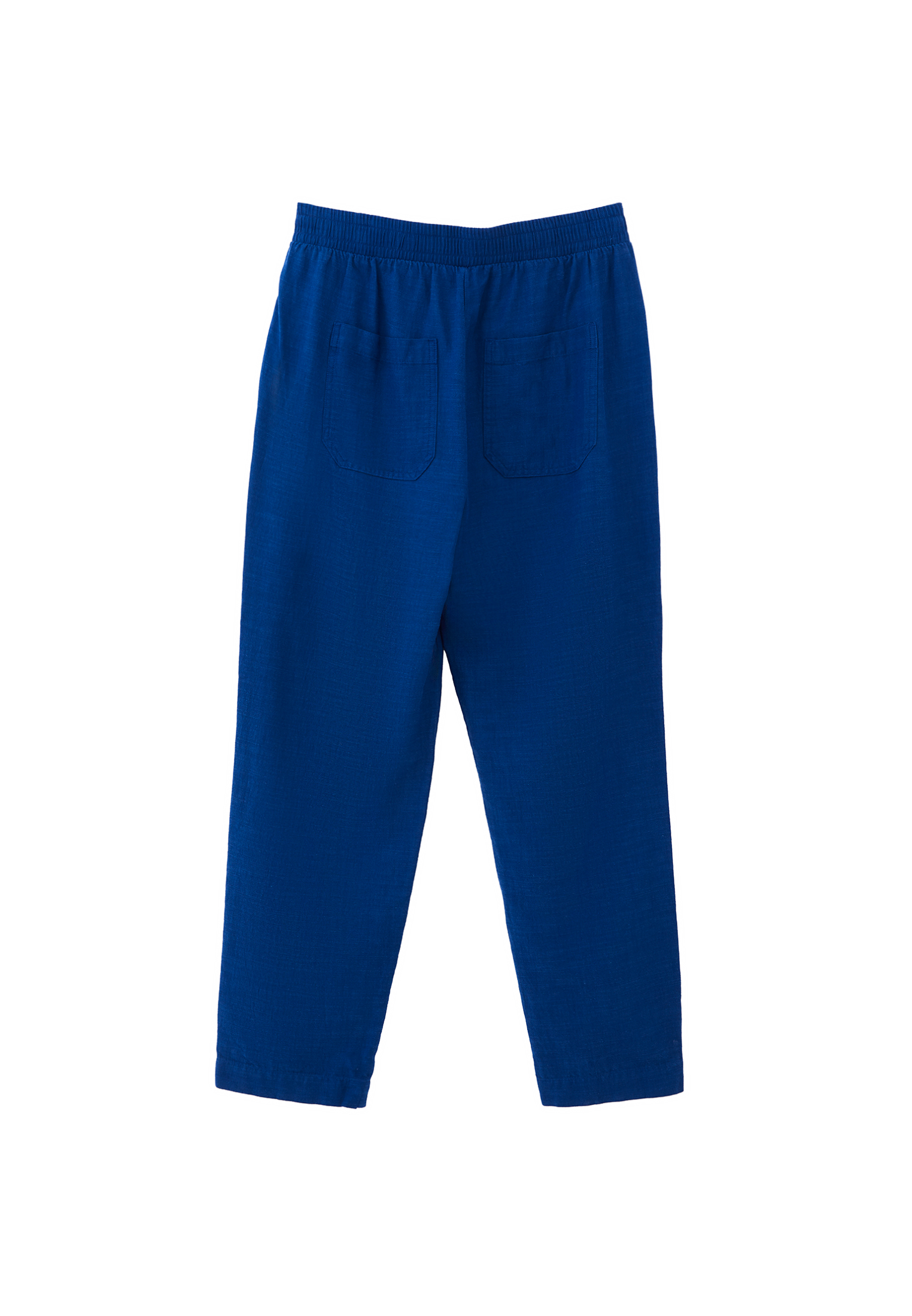 Mavi Keten Karışımlı Carrot-Fit Pantolon