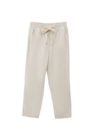 Bayan Bej Keten Karışımlı Carrot-Fit Pantolon