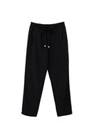 Bayan Siyah Keten Karışımlı Carrot-Fit Pantolon