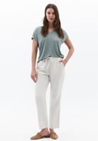 Bayan Bej Keten Karışımlı Carrot-Fit Pantolon