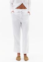 Bayan Beyaz Keten Karışımlı Carrot-Fit Pantolon