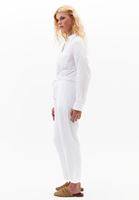 Bayan Beyaz Keten Karışımlı Carrot-Fit Pantolon