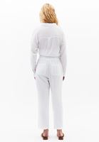 Bayan Beyaz Keten Karışımlı Carrot-Fit Pantolon