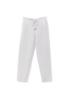 Bayan Beyaz Keten Karışımlı Carrot-Fit Pantolon