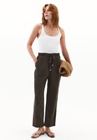 Bayan Kahverengi Keten Karışımlı Carrot-Fit Pantolon