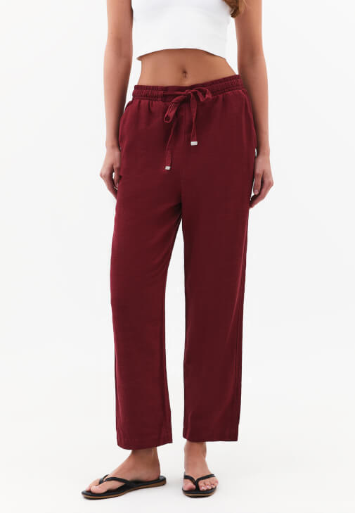 Keten Pantolon ve Crop Atlet Kombini
