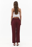 Bayan Kırmızı Keten Karışımlı Carrot-Fit Pantolon