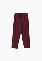 Bayan Kırmızı Keten Karışımlı Carrot-Fit Pantolon