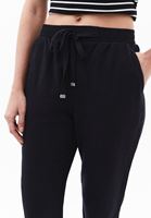 Bayan Siyah Keten Karışımlı Carrot-Fit Pantolon