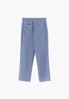 Bayan Mavi Keten Karışımlı Carrot-Fit Pantolon