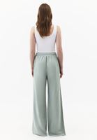 Bayan Yeşil Keten Karışımlı Wide-Leg Pantolon