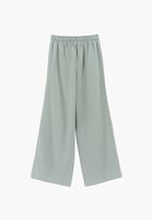 Bayan Yeşil Keten Karışımlı Wide-Leg Pantolon