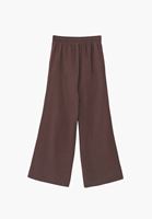 Bayan Kahverengi Keten Karışımlı Wide-Leg Pantolon