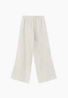 Bayan Bej Keten Karışımlı Wide-Leg Pantolon