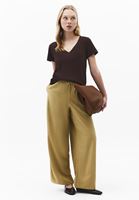 Bayan Kahverengi Keten Karışımlı Tişört