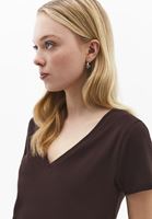 Bayan Kahverengi Keten Karışımlı Tişört