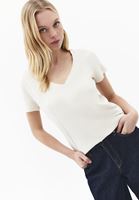 Bayan Bej Keten Karışımlı Tişört