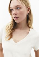 Bayan Bej Keten Karışımlı Tişört